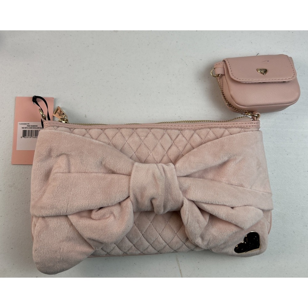 Juicy Couture Quilted Pink Diamond Tied With‎ A Bow Shoulder Bag SEE DESC! NEW